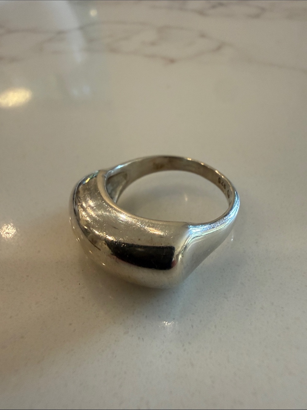 Kabana curved silver dome ring, size 7